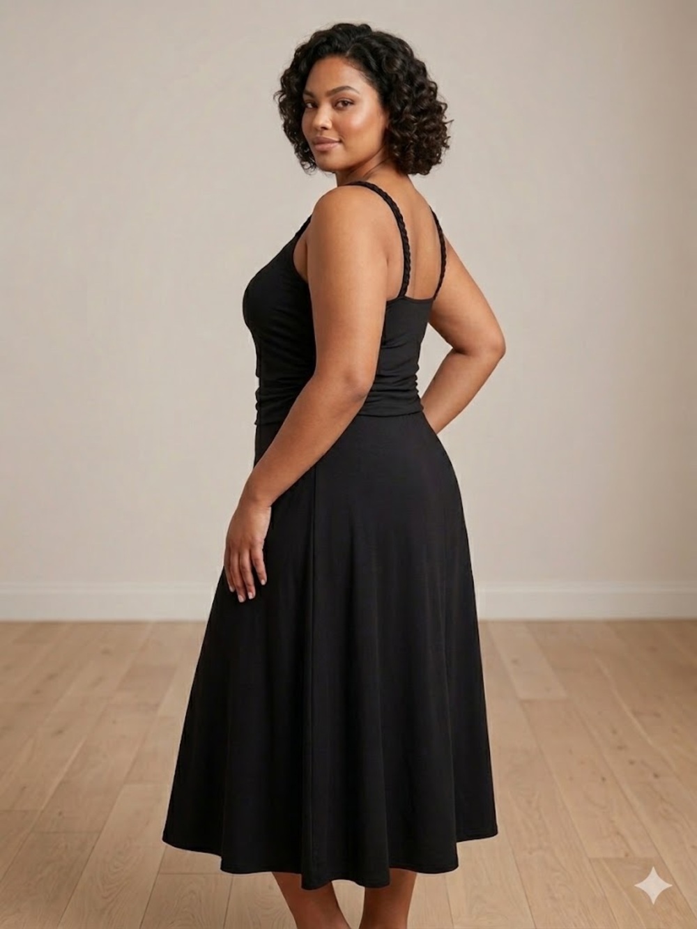 NWT Black Ruched Midi Dress 3X Plus Size Bodycon Stretch Flattering Fit